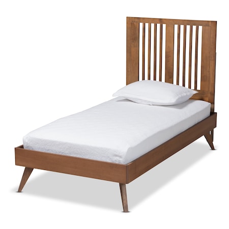 Baxton Studio Takeo Mid-Century Modern Transitional Ash Walnut Finished Wood Twin Size Platform Bed 180-11150-11159-Zoro